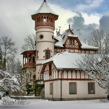Church, viewes, snow, trees