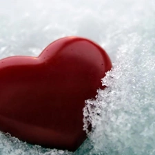 snow, Red, Heart
