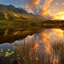 west, lake, South Africa, sun
