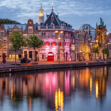 Netherlands, Spaarne River, Houses, Haarlem