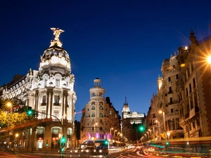 Madrid, Town, Night, Spain