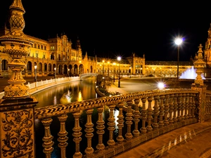 palace, Seville, lanterns, Spain