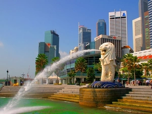 Merlion, Hotel hall, Stairs, Singapur