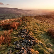 The Hills, fence, Stones, field