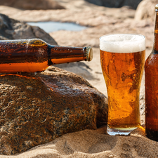 Stones, Sand, Bottles, cup, Beer