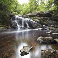 Stones, River, waterfall