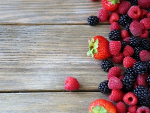 strawberries, raspberries, blackberries