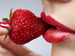 Strawberry, Women, lips
