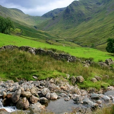 stream, Meadow, Mountains