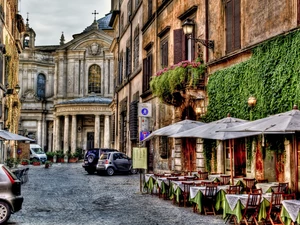 Houses, Restaurant, Rome, Street
