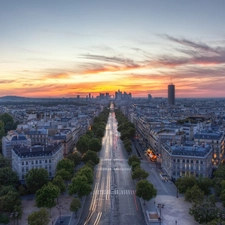 Streets, Great Sunsets, panorama, town, Paris