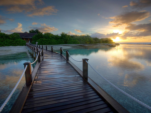 Coast, west, sun, bridge