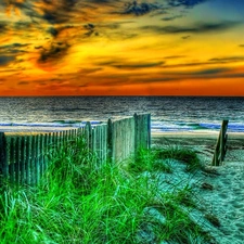 sun, Hurdle, Beaches, west, sea