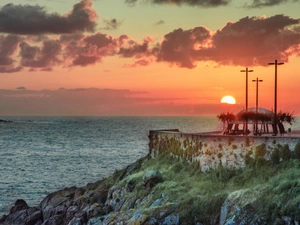 west, sun, rocks, Restaurant, Coast