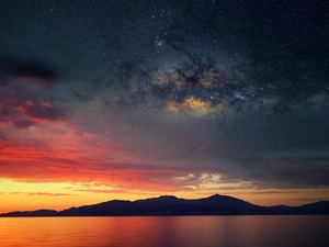 west, sun, Sky, star, sea