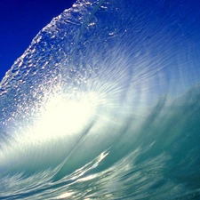 Waves, rays, sun, sea