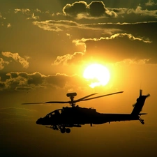 sun, Helicopter, west