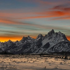 sun, Mountains, west