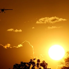 sun, plane, west