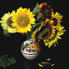 sunflowers, bouquet, Flowers