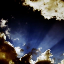 Sky, rays, sunny, clouds