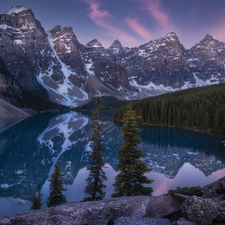 Banff National Park, Canada, Lake Moraine, Sunrise, Mountains, Province of Alberta