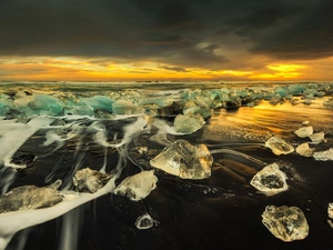 Diamond Beach, Beaches, sea, lumps, Great Sunsets, Jökulsárlón Glacier, iceland, Icecream