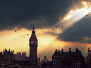 Big Ben, Great Sunsets, rays, London