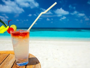 sea, Drink, Straw, table