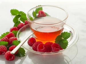 tea, Raspberries, mint