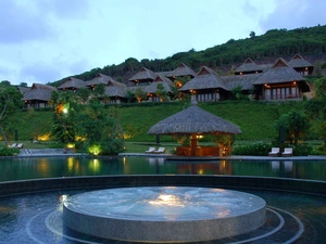 mountains, Wietnam, Pool, The wooded, Houses