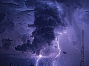 thunderbolt, clouds