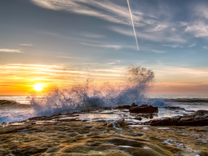 Tides, sea, California, The United States, San Diego, rocks