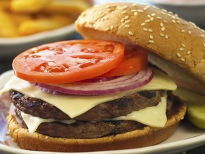 tomatoes, hamburger, roll