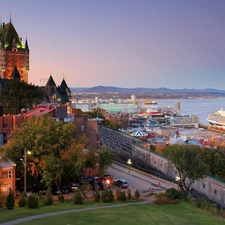 vessels, Quebec, town, Canada, panorama, port