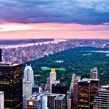 New York, skyscrapers, Town, Central Park