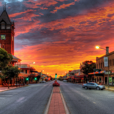 Town, clouds, color