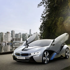 BMW i8 Concept, Doors, Town, Open