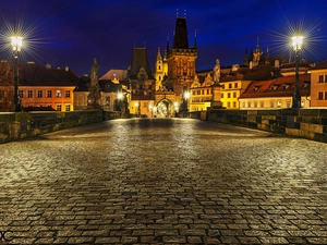Prague, Town, Night, Czech Republic