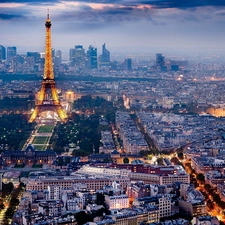 town, Paris, Eiffla, View, tower