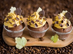 coffee, Tray, Muffins, grains, Three