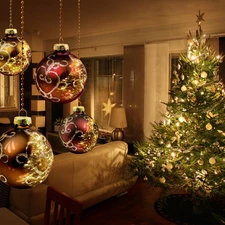 christmas tree, baubles, Sofa, wine glass, Room