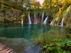 trees, lake, Plants, Plitvice Lakes National Park, waterfall, viewes, Coartia