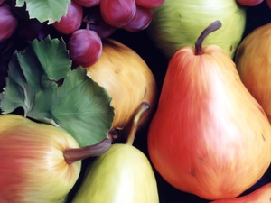 Grapes, truck concrete mixer, dark