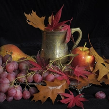 Leaf, composition, Apple, Truck concrete mixer, Grapes