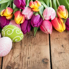 composition, eggs, Tulips, Easter