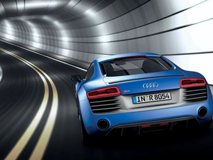 V10, tunnel, Audi, R8, Blue