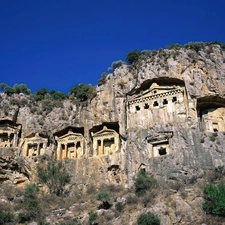 tombs, Dalyan, Turkey, bed-rock