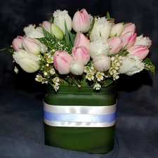 Vase, bouquet, tulips