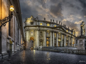 lanterns, Basilica of St. Peter, Monument, statues, Vatican